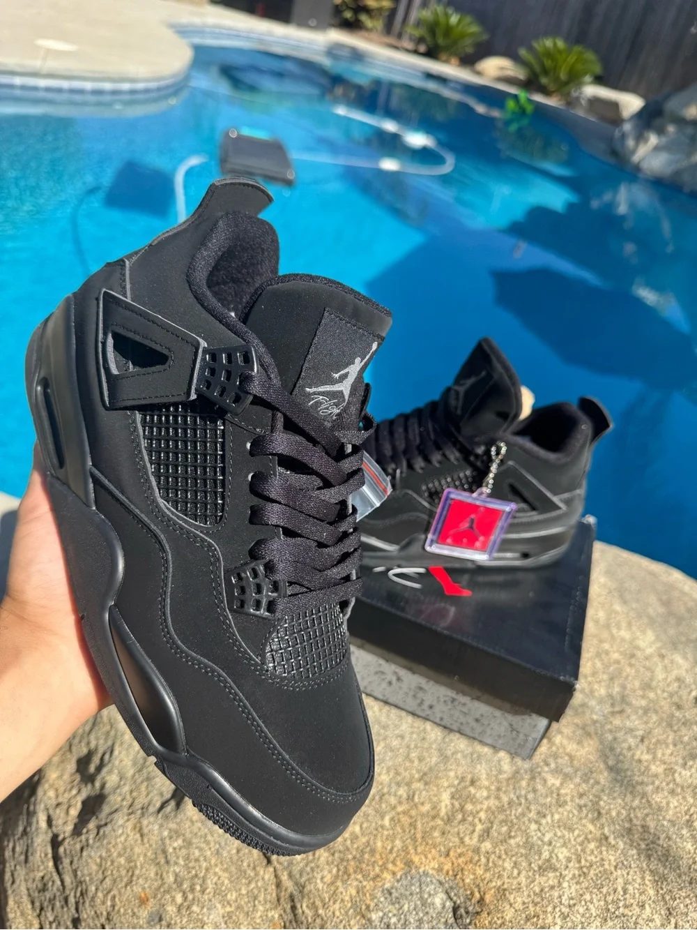 Jordan Men's Black Retro Sneakers with Subtle Red Accent